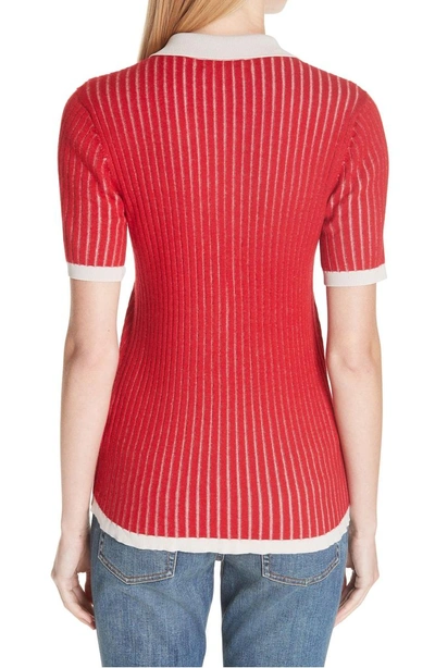 Shop Burberry Yellowstone Polo Sweater In Military Red
