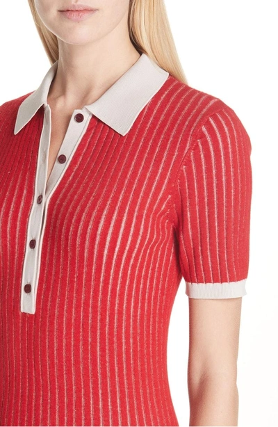 Shop Burberry Yellowstone Polo Sweater In Military Red