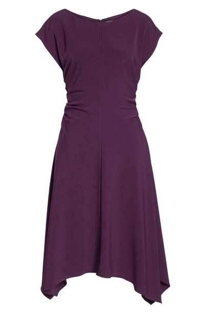 Shop Julia Jordan Ruched Stretch Crepe Fit & Flare Dress In Plum