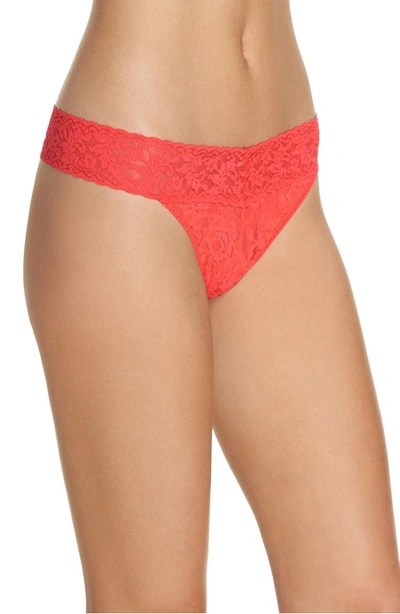 Shop Hanky Panky Regular Rise Lace Thong In Coral Gables