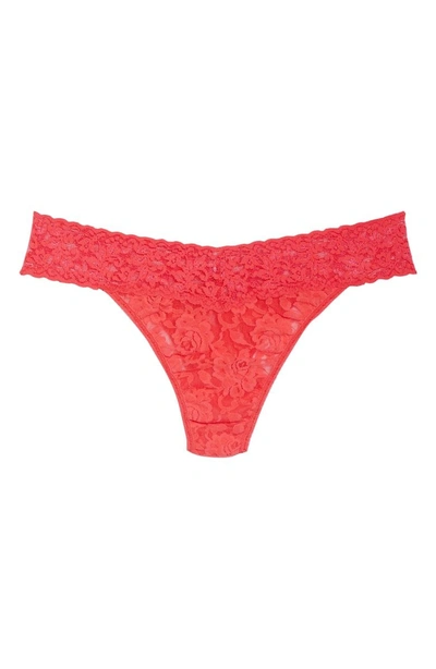 Shop Hanky Panky Regular Rise Lace Thong In Coral Gables