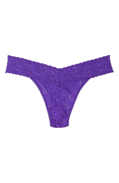 Shop Hanky Panky Regular Rise Lace Thong In Royal Purple