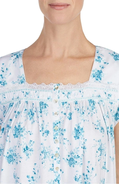 Shop Eileen West Cotton Ballet Nightgown In White Ground With Teal Floral