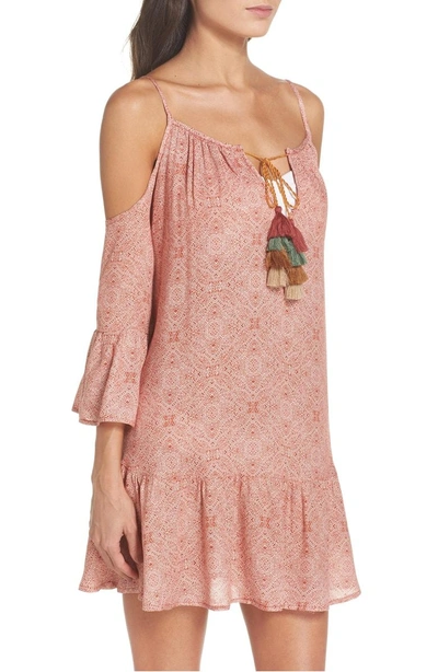 Shop Surf Gypsy Tassel Cold Shoulder Cover-up Tunic In Rust