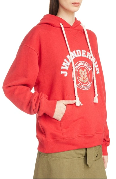 Shop Jw Anderson University Print Hoodie In Ruby