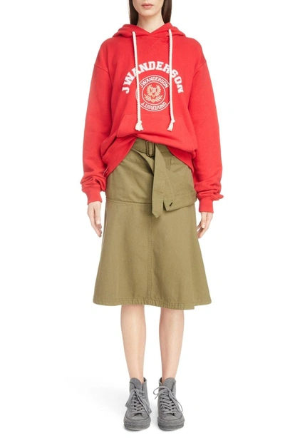 Shop Jw Anderson University Print Hoodie In Ruby