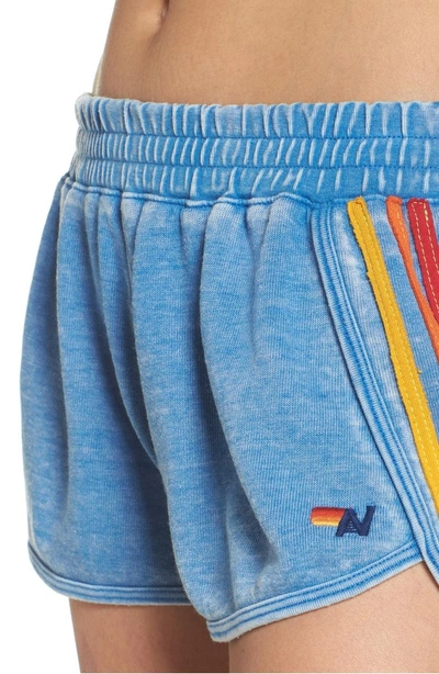 Shop Aviator Nation Five Stripe Shorts In Vintage Sky