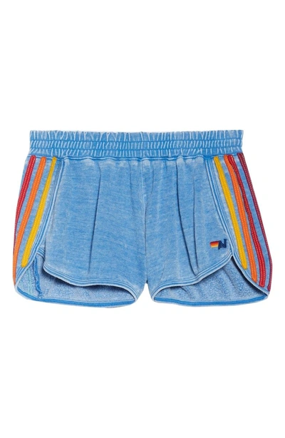 Shop Aviator Nation Five Stripe Shorts In Vintage Sky