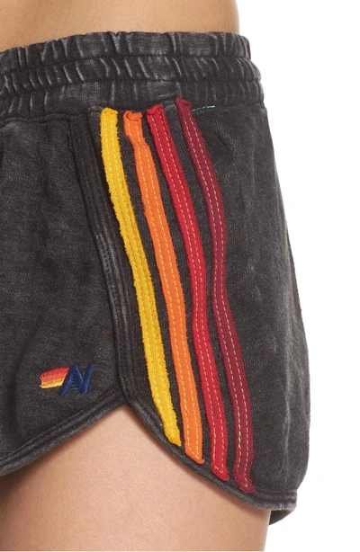 Shop Aviator Nation Five Stripe Shorts In Vintage Charcoal