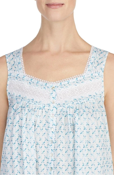 Shop Eileen West Cotton Lawn Short Nightgown In White Grnd Atmn Teal Geo