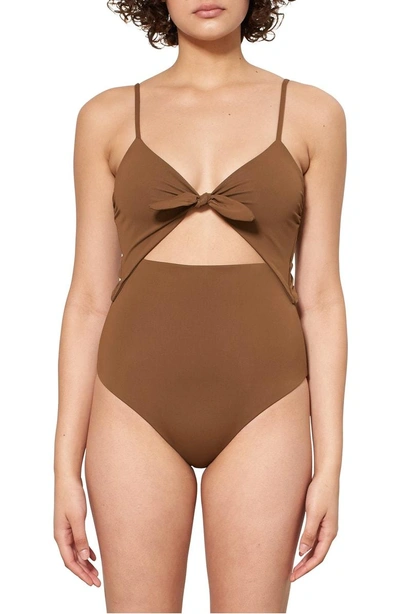 Shop Mara Hoffman Kia Cutout One-piece Swimsuit In Cumino