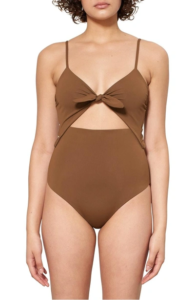 Mara Hoffman Kia Cutout One piece Swimsuit Brown In Cumino ModeSens