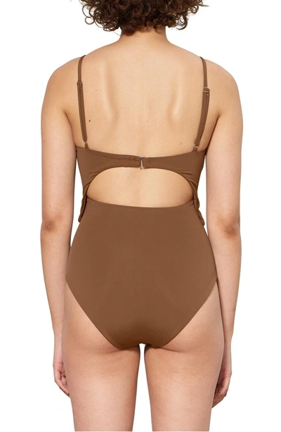 Shop Mara Hoffman Kia Cutout One-piece Swimsuit In Cumino