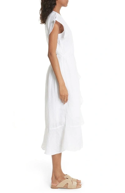 Shop Joie Filma Back Cutout Linen Wrap Dress In Porcelain