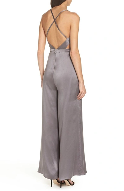 Shop Fame And Partners The Armelle Wide Leg Jumpsuit In Mid-grey