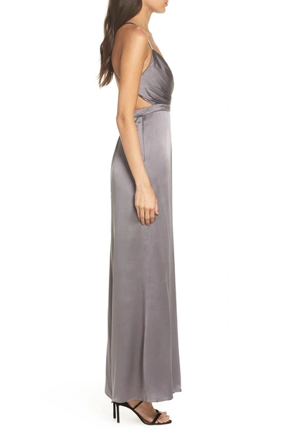 Shop Fame And Partners The Armelle Wide Leg Jumpsuit In Mid-grey