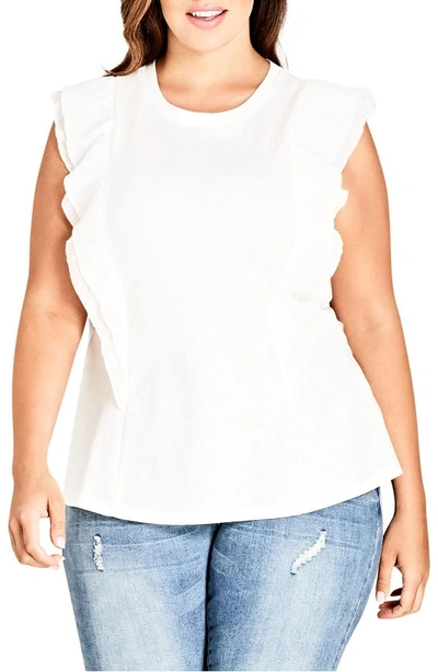 Shop City Chic Chic Chic Aflutter Top In Ivory