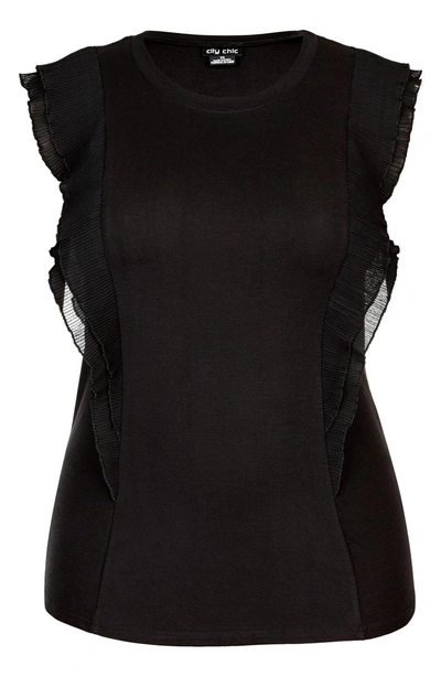 Shop City Chic Chic Chic Aflutter Top In Black