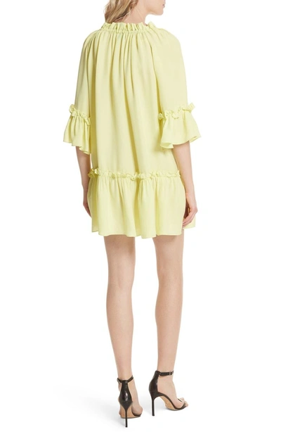 Shop Milly Santorini Ruffle Mini Dress In Lemon Yellow