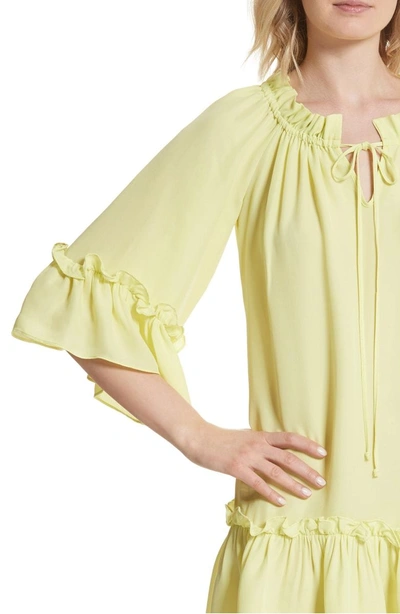 Shop Milly Santorini Ruffle Mini Dress In Lemon Yellow