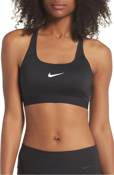 Shop Nike Classic Strappy Sports Bra In Black/ White/ White