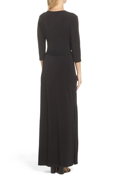 Shop Leota Perfect Wrap Maxi Dress In Black Crepe