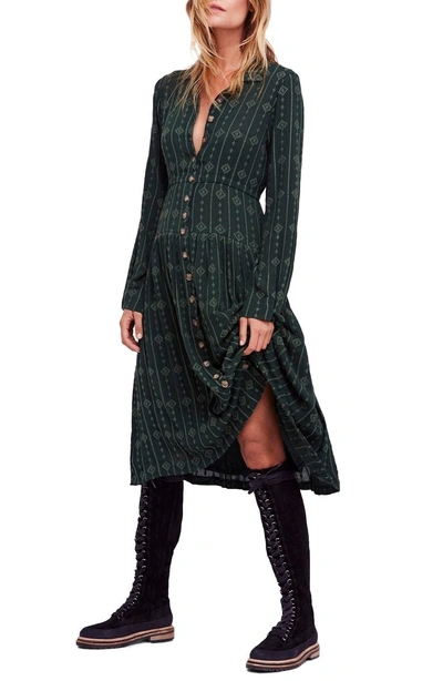 Shop Free People Diamond Head Midi Dress In Dark Green