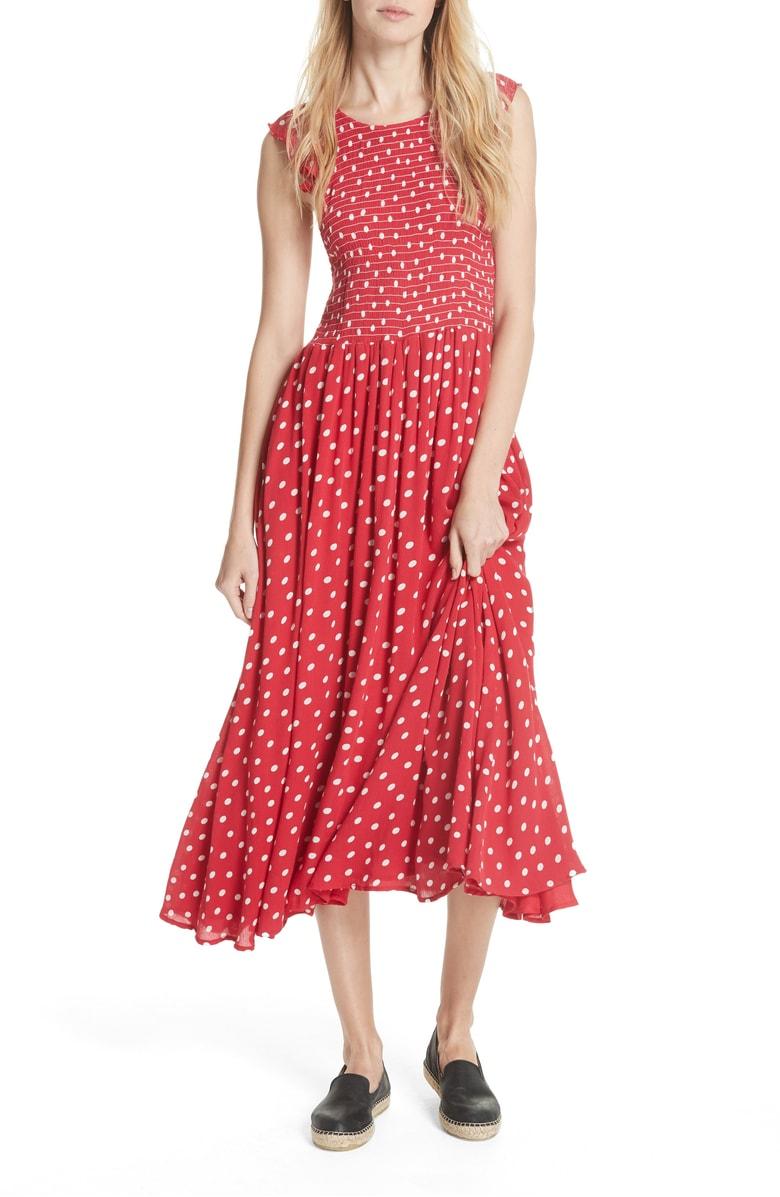 free people polka dot midi dress