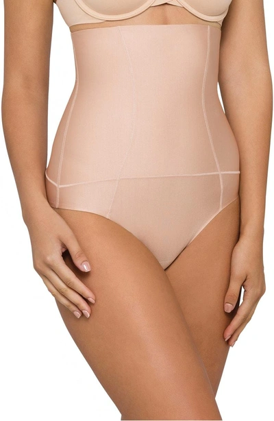 Shop Nancy Ganz Body Architect High Waist Shaper Thong In Warm Taupe