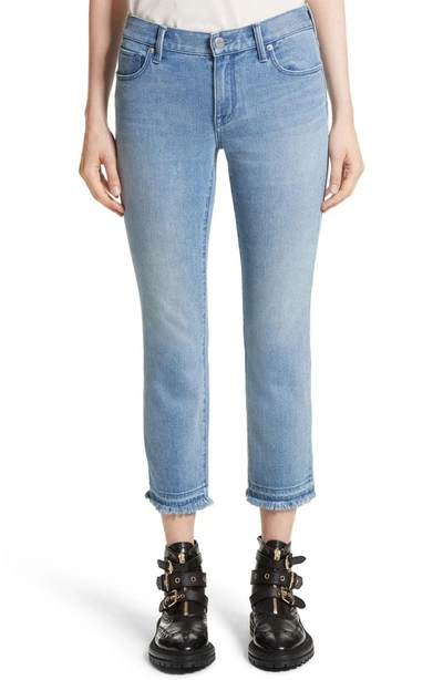 Shop Burberry Relaxed Crop Jeans In Pale Blue