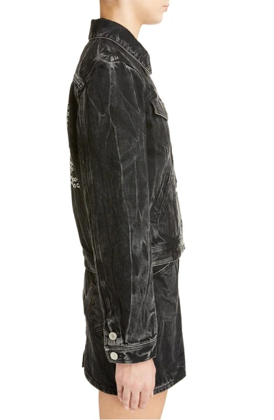 Shop Givenchy Grommet Logo Marble Wash Denim Jacket In Black