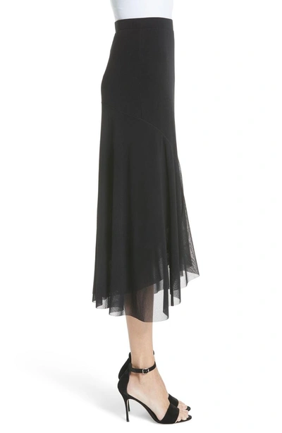 Shop Fuzzi Curve Hem Tulle Skirt In Black