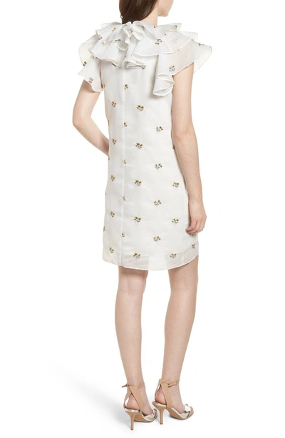 Shop Elliatt Theseus Embroidered Ruffle Dress In White