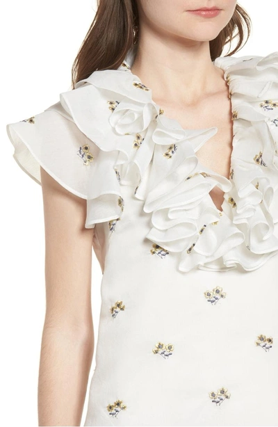 Shop Elliatt Theseus Embroidered Ruffle Dress In White