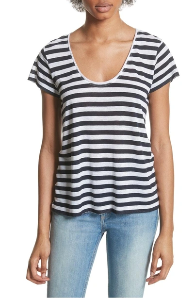 Shop Rag & Bone Laila Stripe Tee In Navy/ White