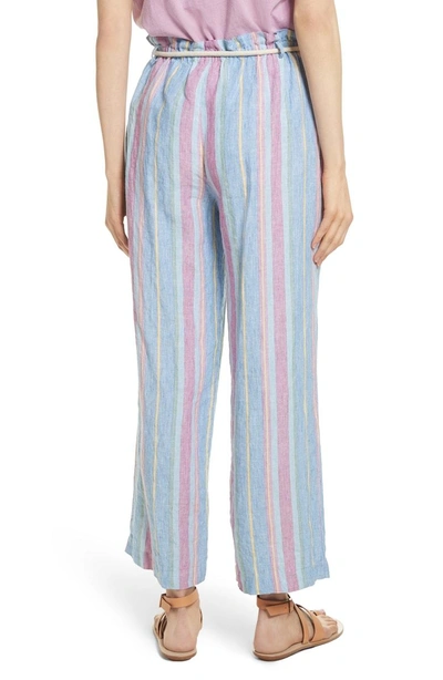 Shop Frame Easy Stripe Linen Pants In Purple Multi