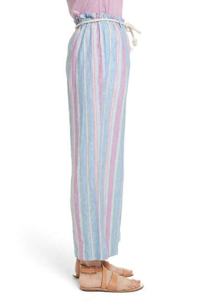 Shop Frame Easy Stripe Linen Pants In Purple Multi
