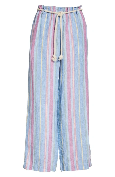 Shop Frame Easy Stripe Linen Pants In Purple Multi