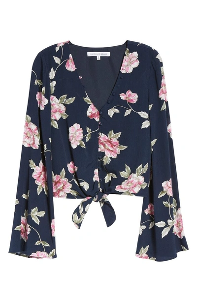 Shop Cupcakes And Cashmere Jerome Floral Bell Sleeve Top In Ink