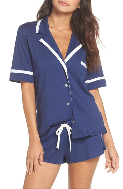 Shop Cosabella Amore Pajamas In Marine Blue Moon/ Ivory
