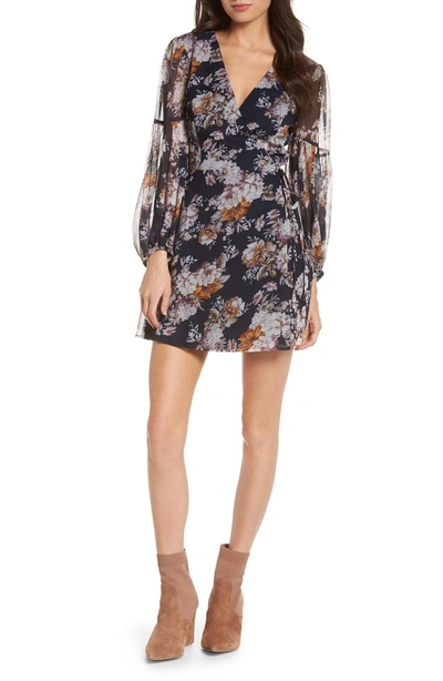 Shop Ali & Jay Fairy Queen Floral Wrap Minidress In Navy Floral