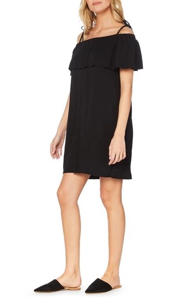 Shop Michael Stars Cold Shoulder Dress In Black