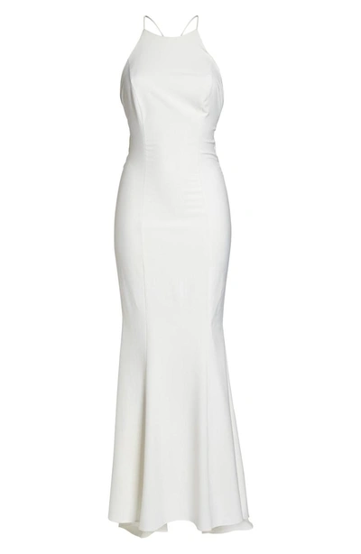 Shop Jarlo Zoe Ruffle Back Gown In White