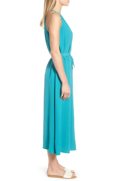 Shop Eileen Fisher Tencel Lyocell Blend Midi Dress In Turquoise