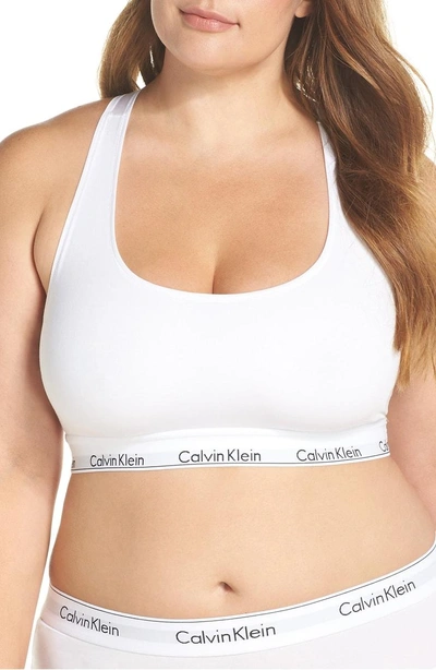 Shop Calvin Klein Moderncotton Blend Racerback Bralette In White