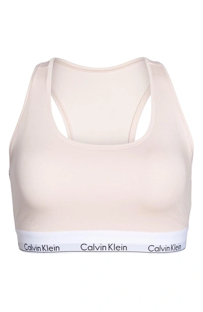 Shop Calvin Klein Moderncotton Blend Racerback Bralette In Nymphs Thigh