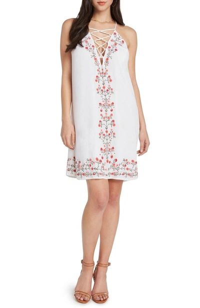 Shop Willow & Clay Embroidered Shift Dress In Vellum