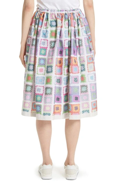 Shop Tricot Comme Des Garcons Crochet Print Skirt In White/ Multi