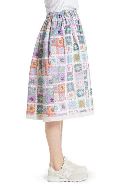 Shop Tricot Comme Des Garcons Crochet Print Skirt In White/ Multi
