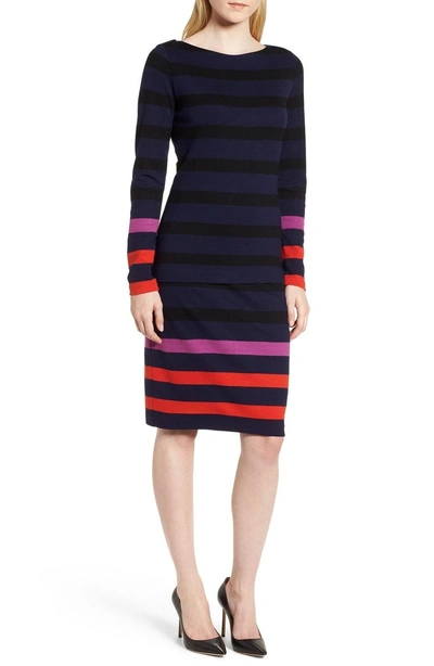 Shop Hugo Boss Elive Stripe Top In Nautical Blue Fantasy